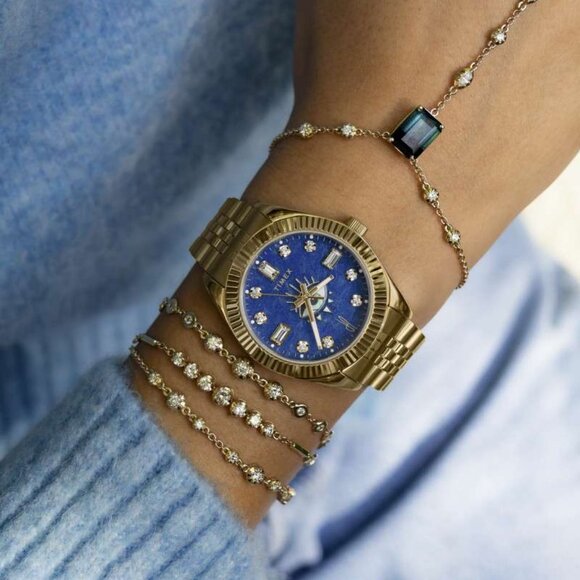 SOLD* NWT Timex X Jacquie Aiche Tribe Eye Blue Dial 36mm Watch - Picture 4 of 14